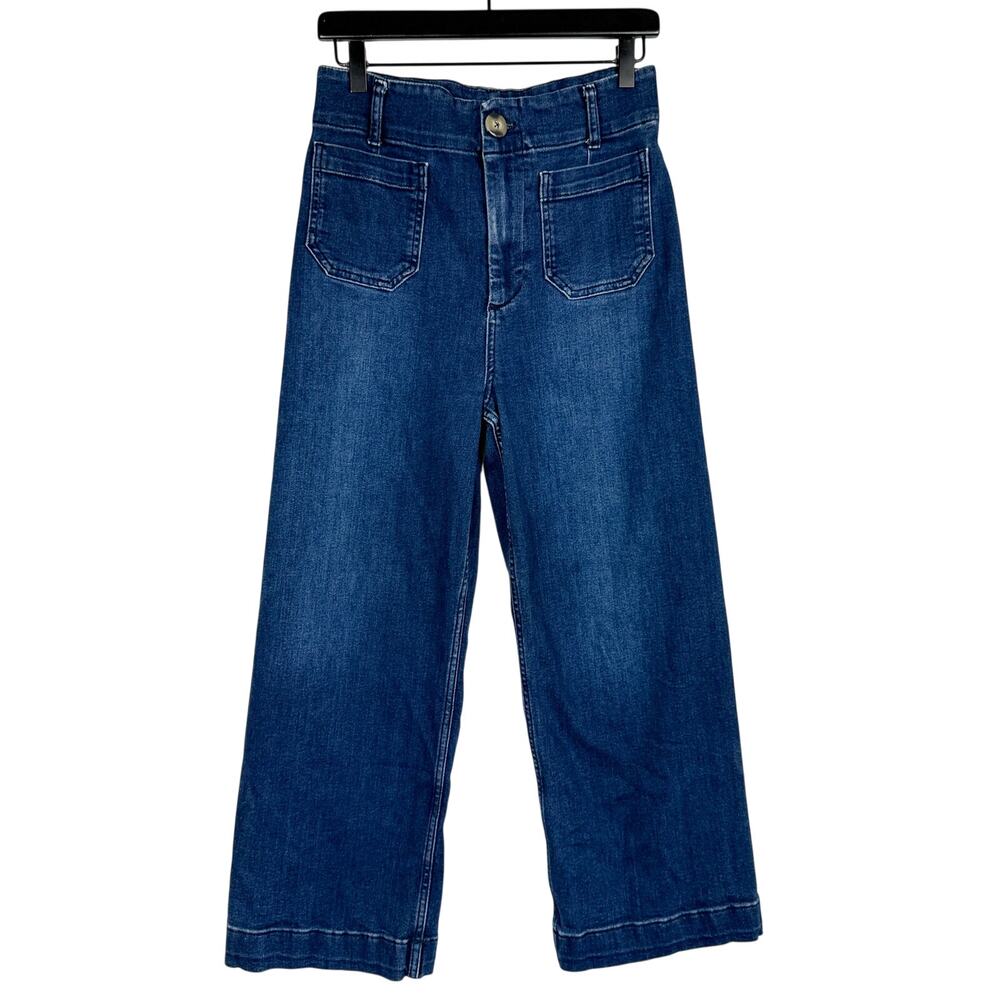 Pilcro Anthropologie The Skipper High-Rise Cropped Wide Leg Jeans Blue - 29
